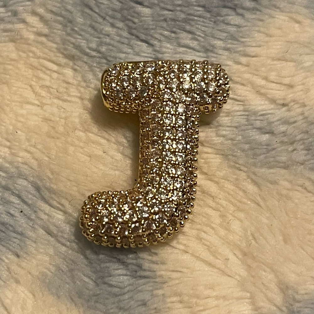 Sparkling Bubble Letter Initial "J" Pendant